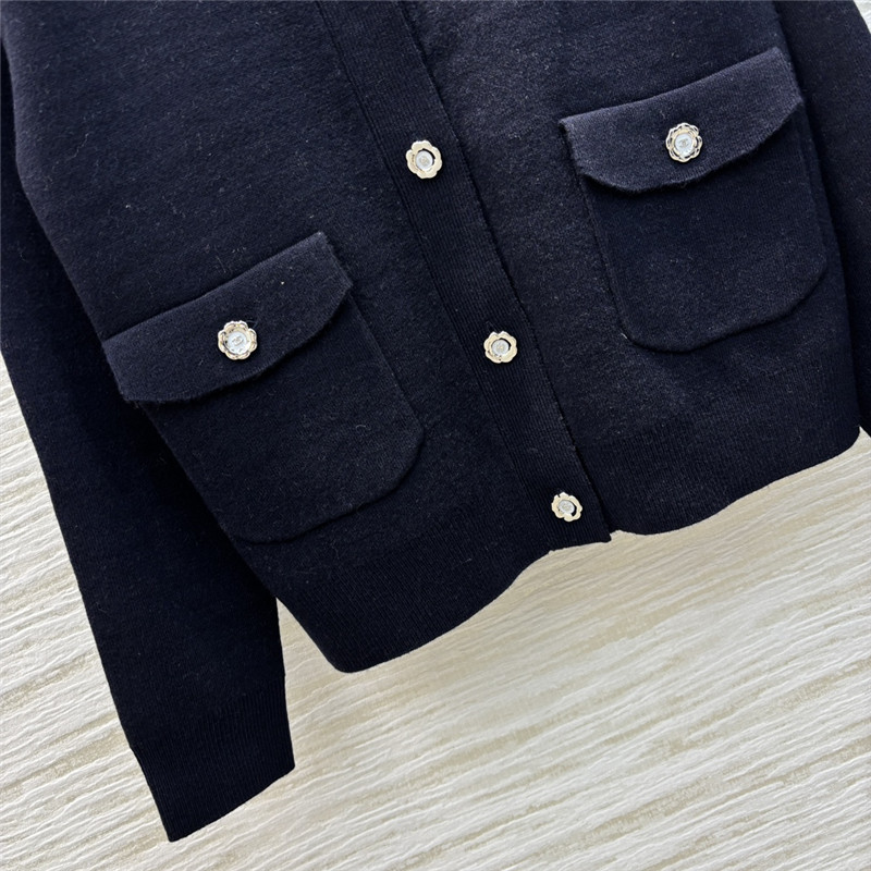 Ch**el navy pocket wool cardigan with hood