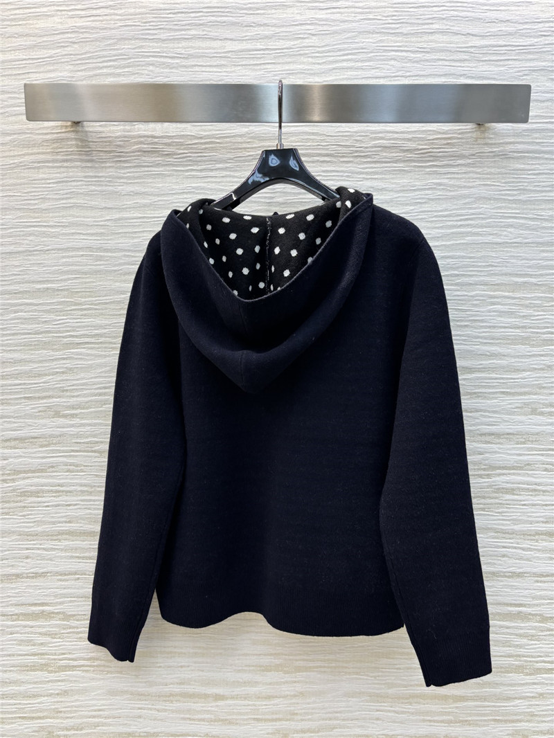Ch**el navy pocket wool cardigan with hood