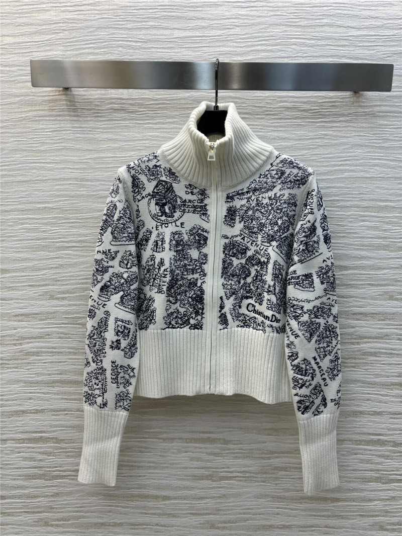 D10ralps motif mock-neck wool cardigan