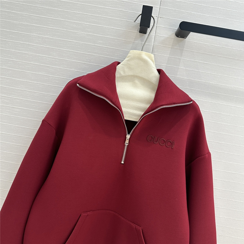 Gvc*1 embroidered stretch-jersey sweatshirt in red