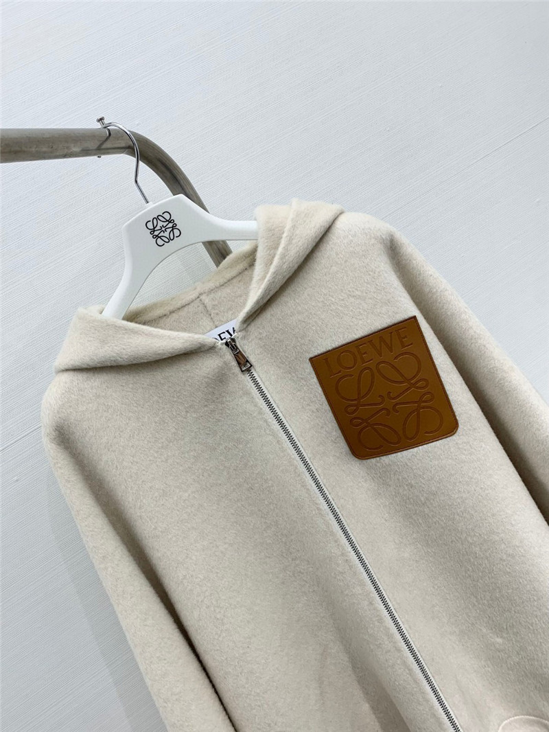 L0ew* hooded wool coat