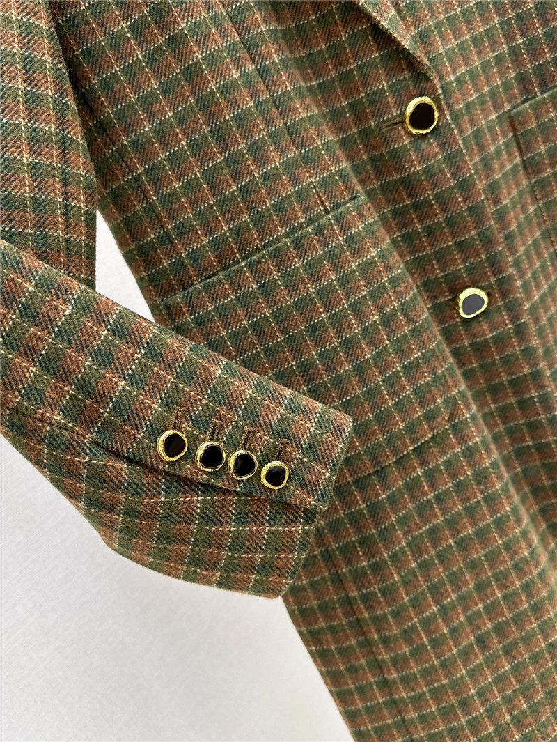 Sa1nt Lau*nt checked double-breasted wool-blend coat