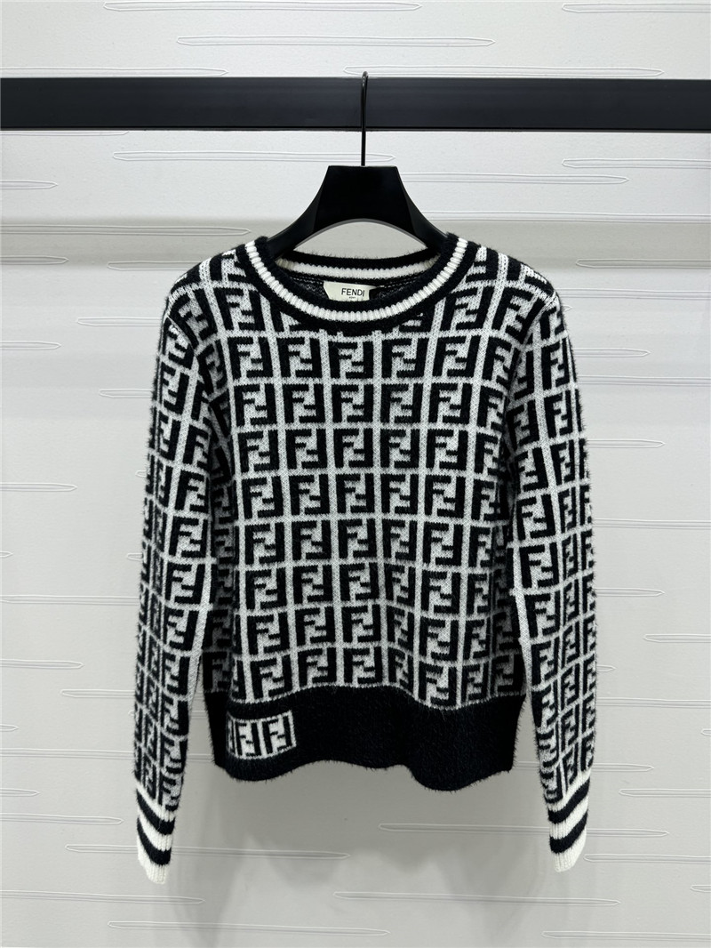 F**di ff motif knit sweater black/white