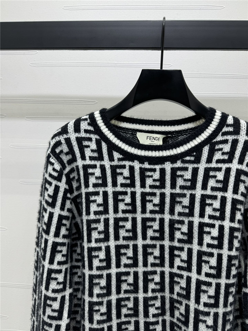 F**di ff motif knit sweater black/white
