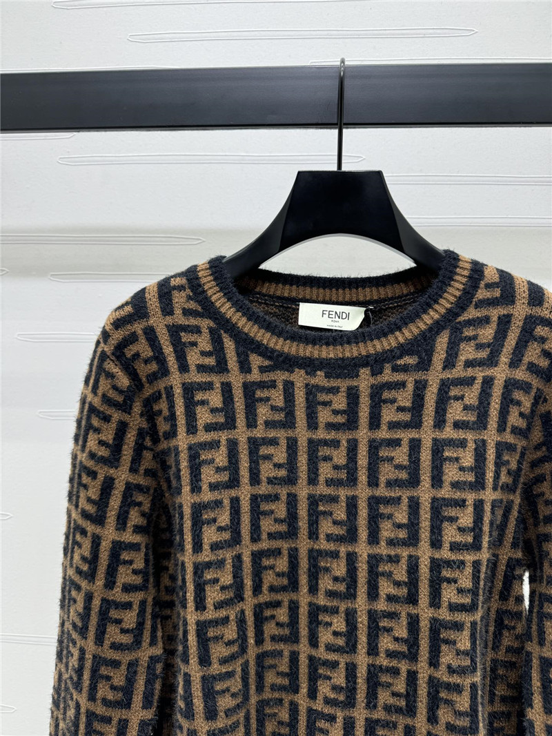 F**di ff motif knit sweater brown