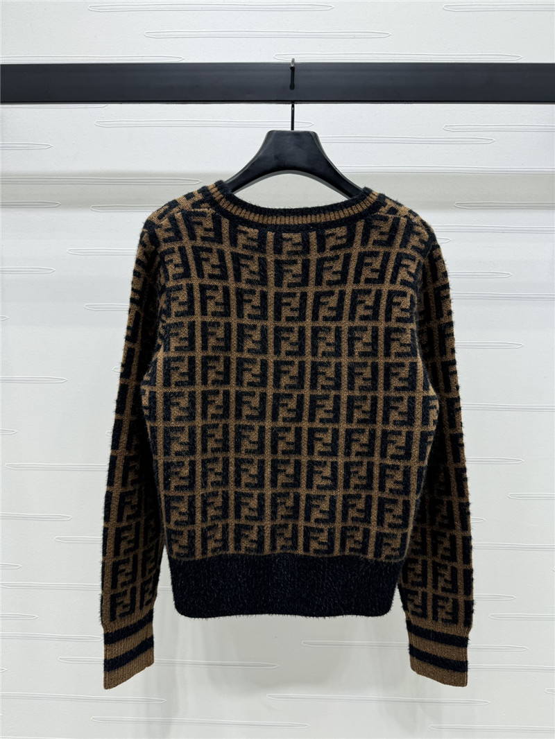 F**di ff motif knit sweater brown