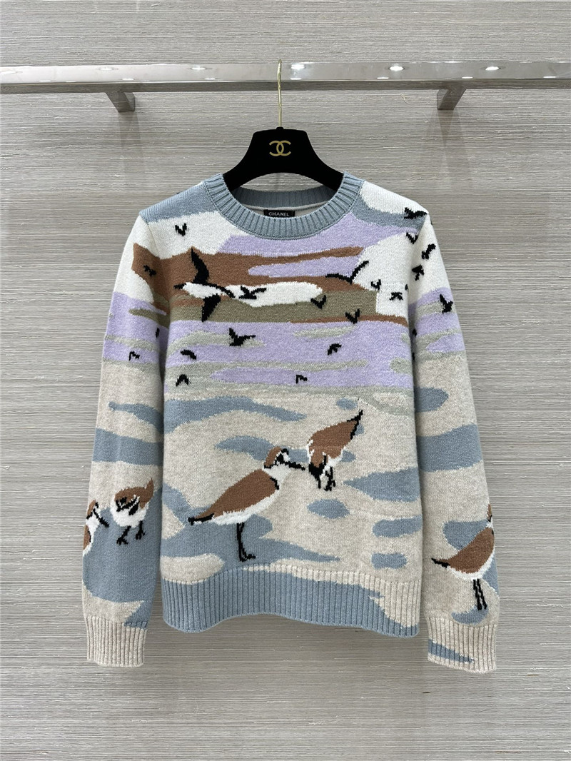 Ch**el seagull intarsia cashmere sweater