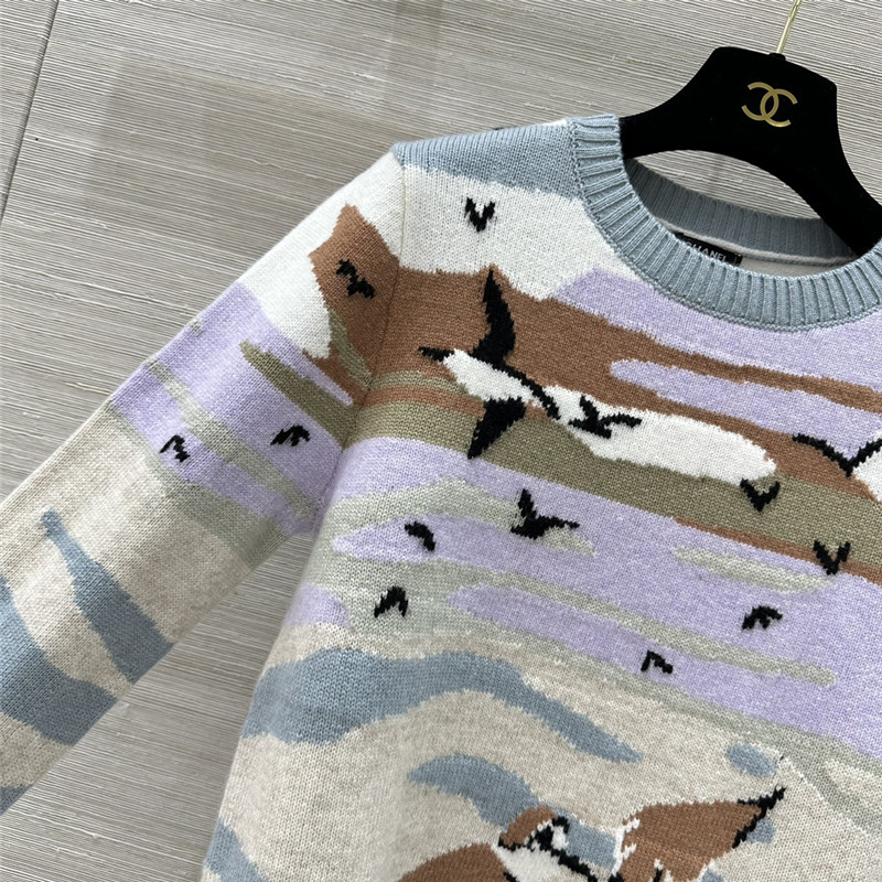 Ch**el seagull intarsia cashmere sweater