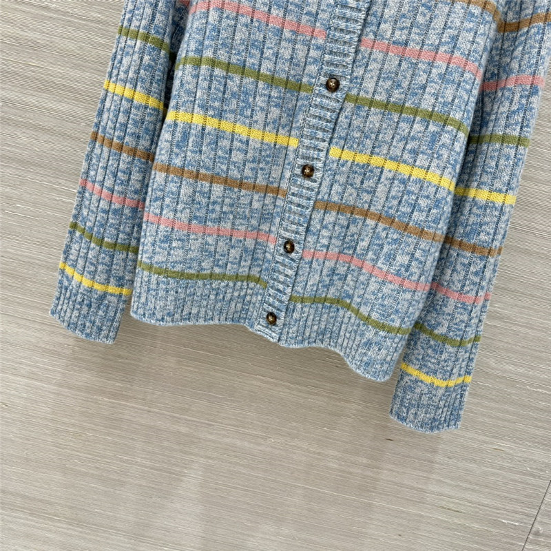 Pra*a stripe rib wool cardigan grey