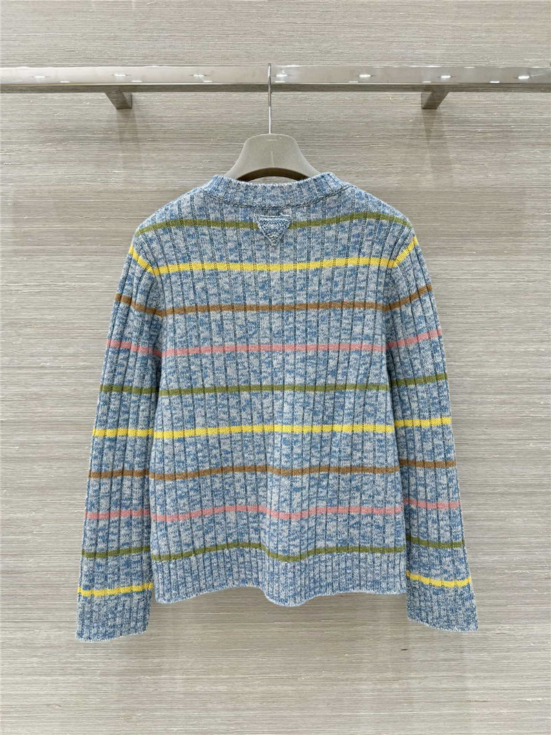 Pra*a stripe rib wool cardigan grey