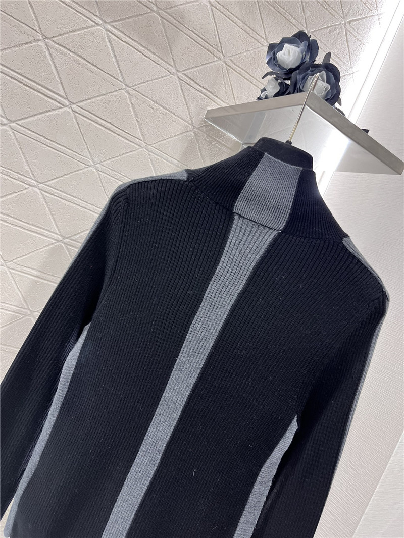 Ch**el logo ribbed-knit turtleneck top black