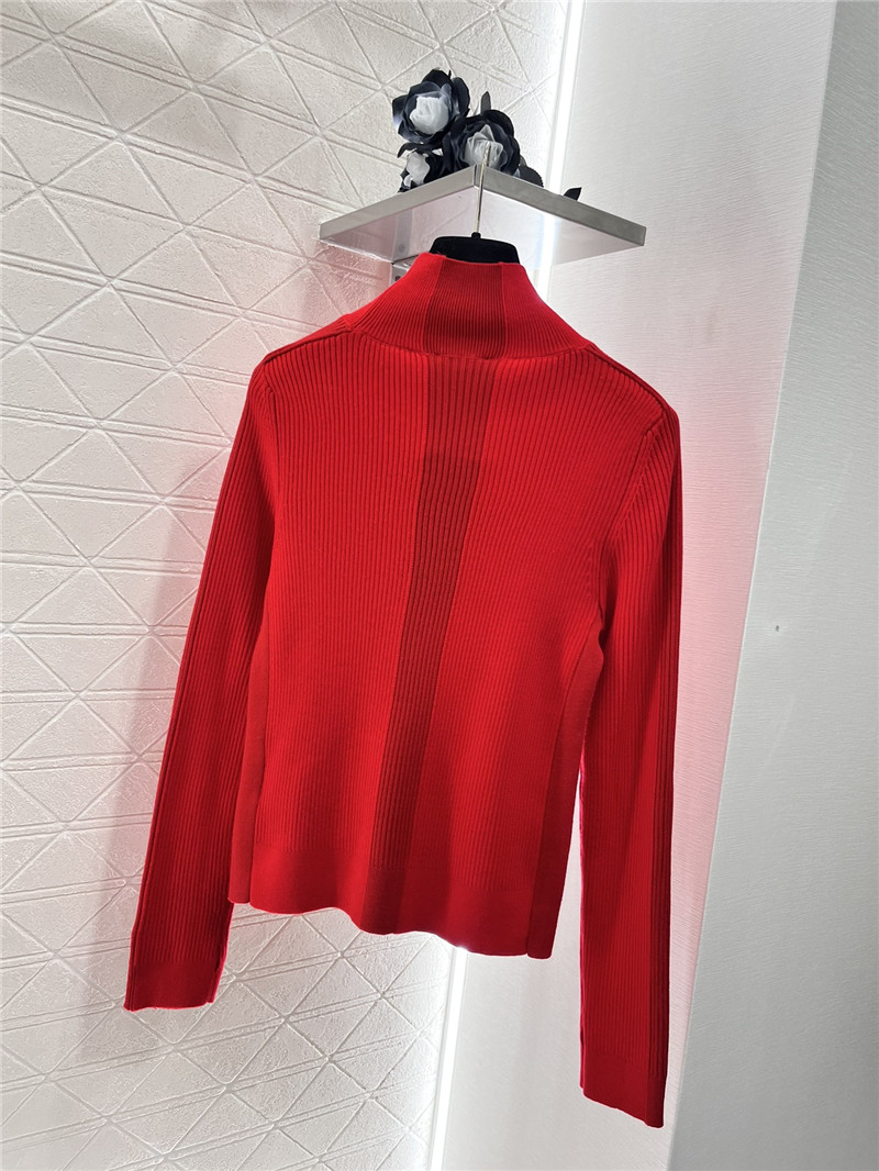 Ch**el logo ribbed-knit turtleneck top red