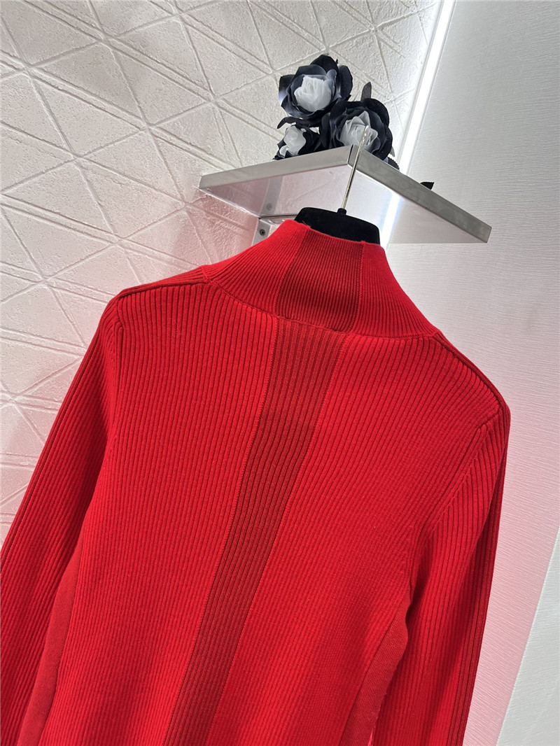 Ch**el logo ribbed-knit turtleneck top red