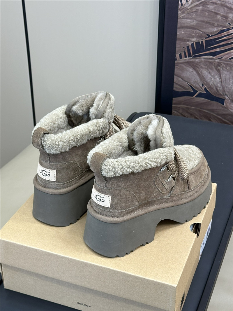 UGG Gray Heights Shearling Lace-up Boots