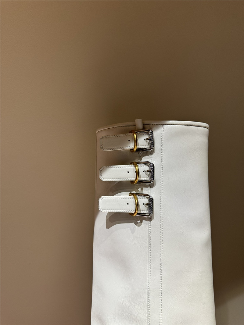 Givenchy White Shark Lock Buckle Knee-High Boots