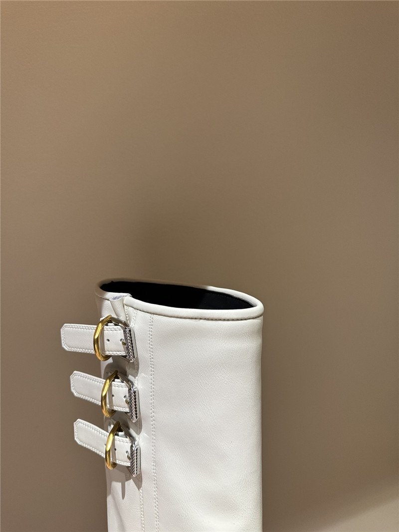 Givenchy White Shark Lock Buckle Knee-High Boots