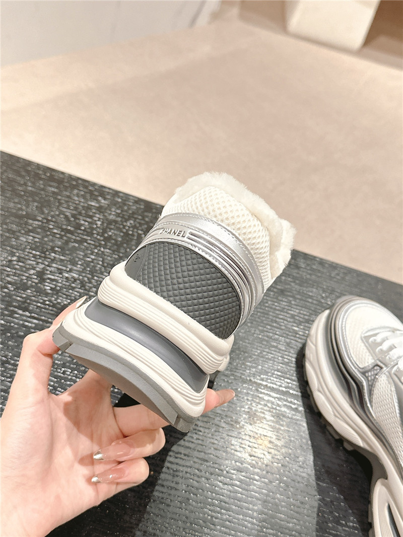 Ch**el silver logo winter platform sneakers