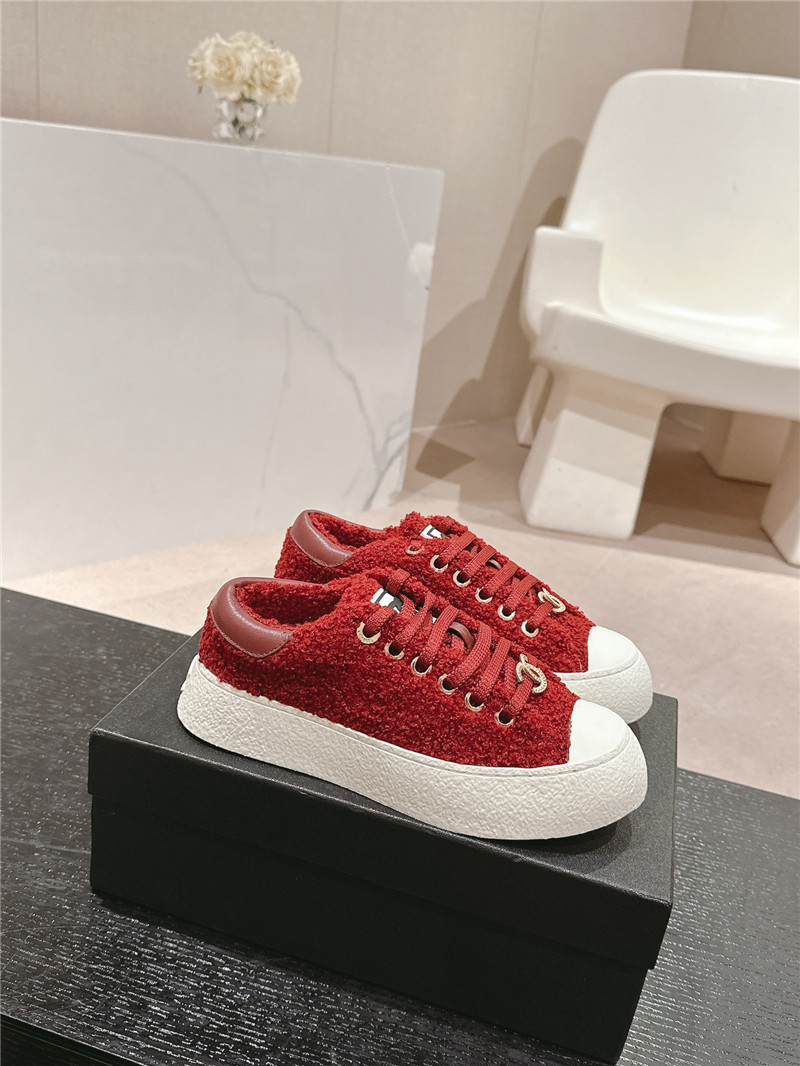Ch**el wool low top sneakers red