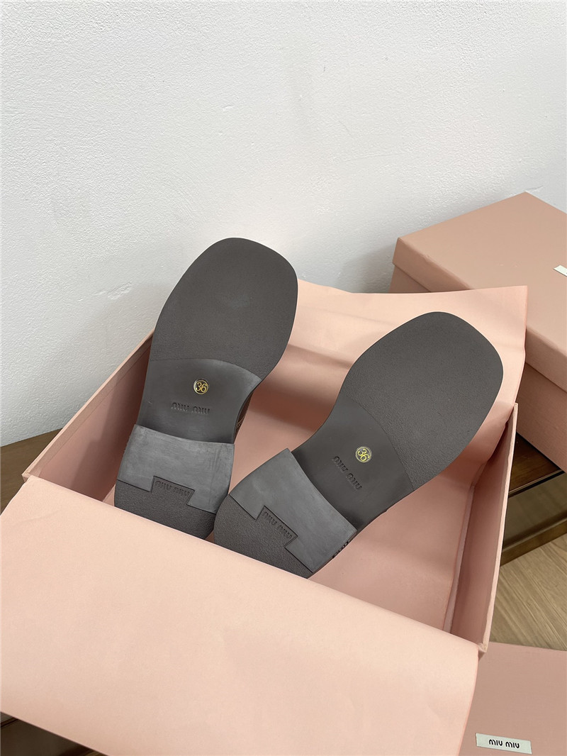 Miu Miu Brown Leather Shoes with Buckle