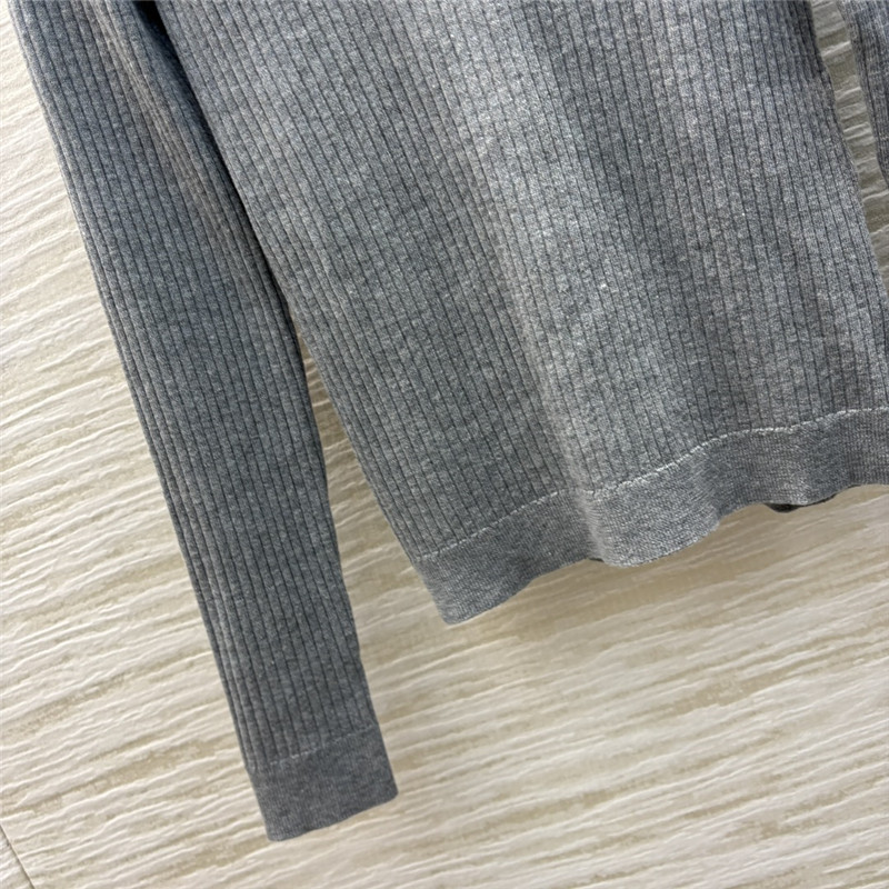 Miu Miu Ribbed-Knit Wool Sweater Grey