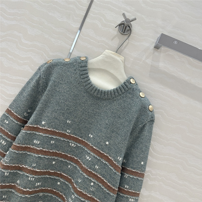 Ch**el stripe blend cashmere sweater grey