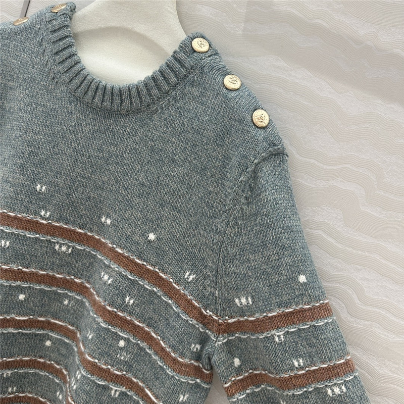 Ch**el stripe blend cashmere sweater grey