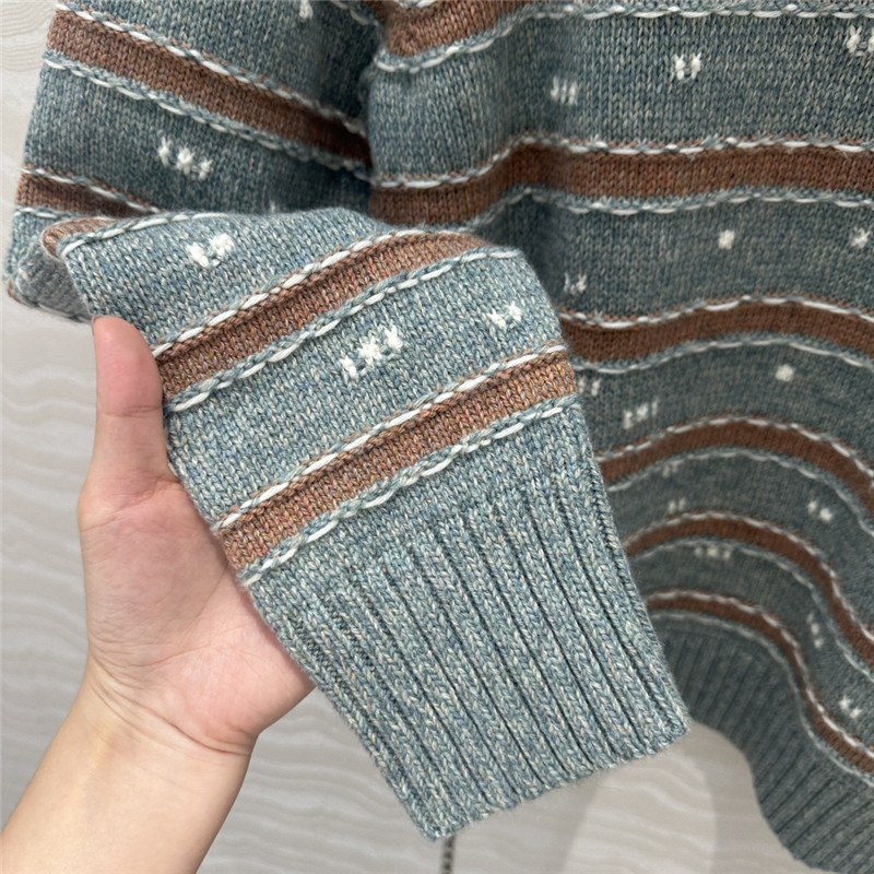Ch**el stripe blend cashmere sweater grey