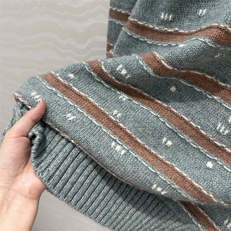 Ch**el stripe blend cashmere sweater grey