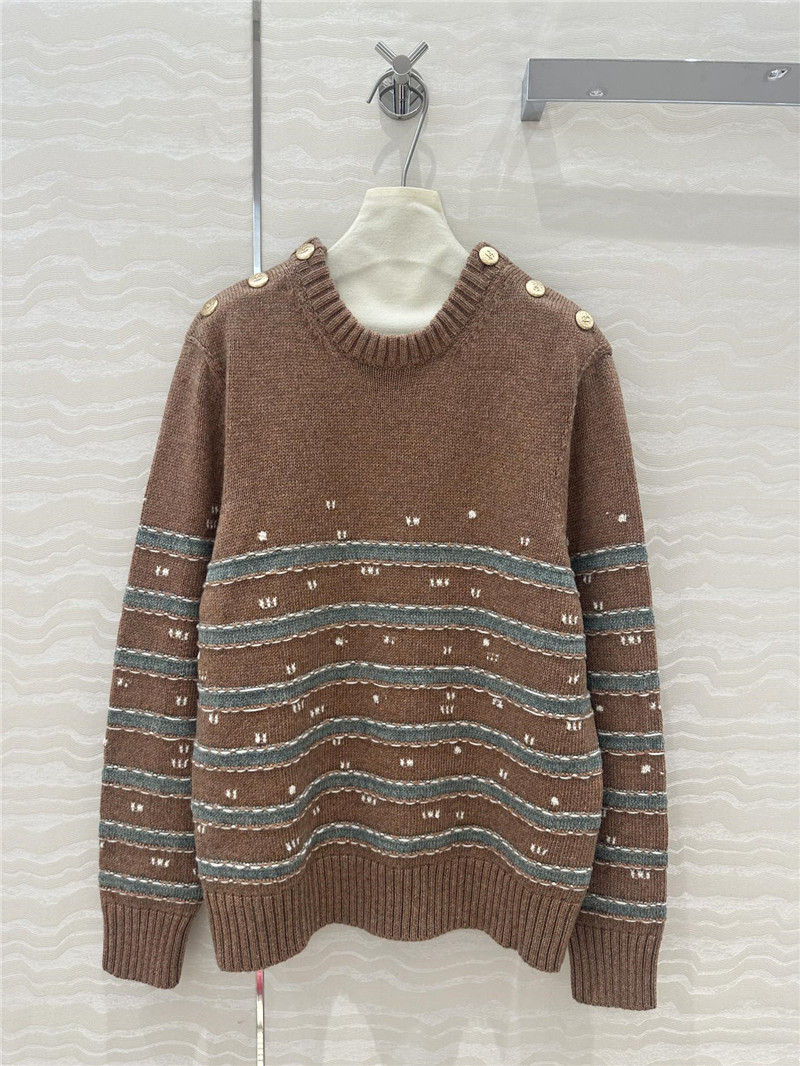 Ch**el stripe blend cashmere sweater brown