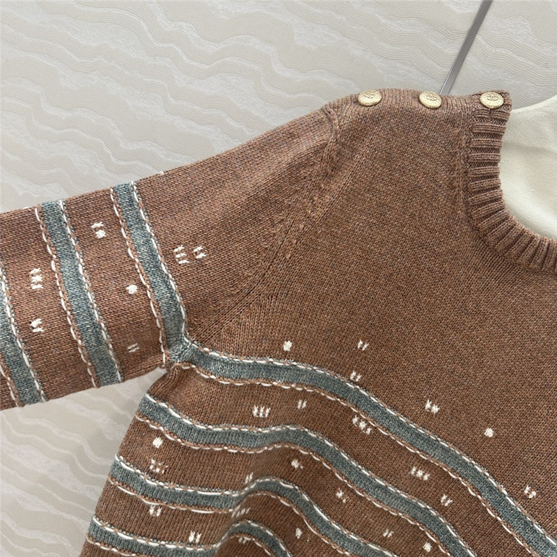 Ch**el stripe blend cashmere sweater brown
