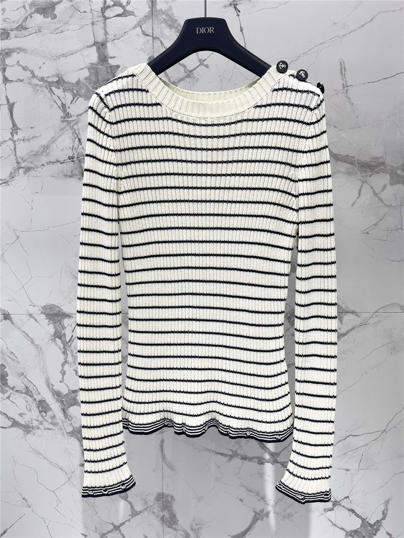 D10r marinière ribbed cotton knit sweater white