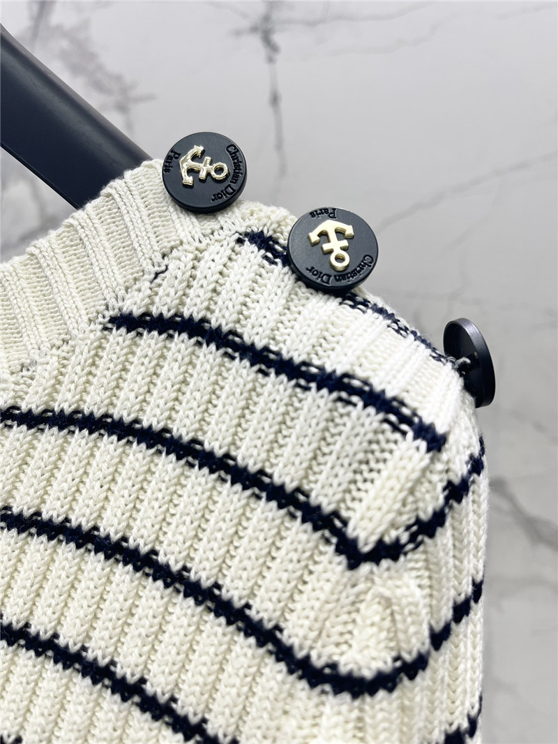 D10r marinière ribbed cotton knit sweater white