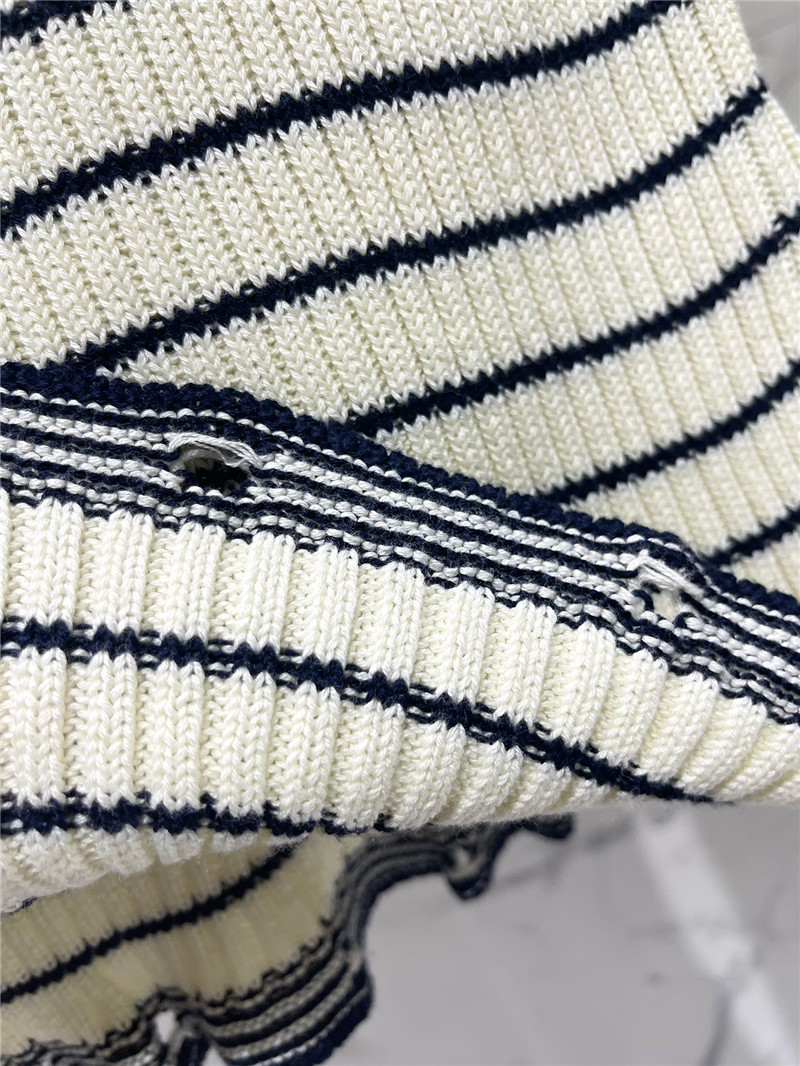 D10r marinière ribbed cotton knit sweater white