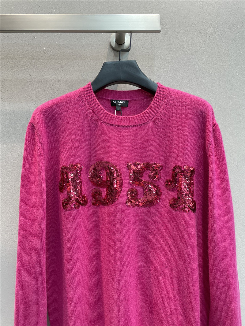 Ch**el sequin embroidered wool sweater in pink