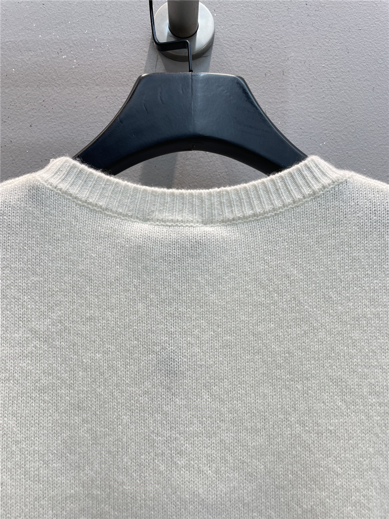 Ch**el sequin embroidered wool sweater in white