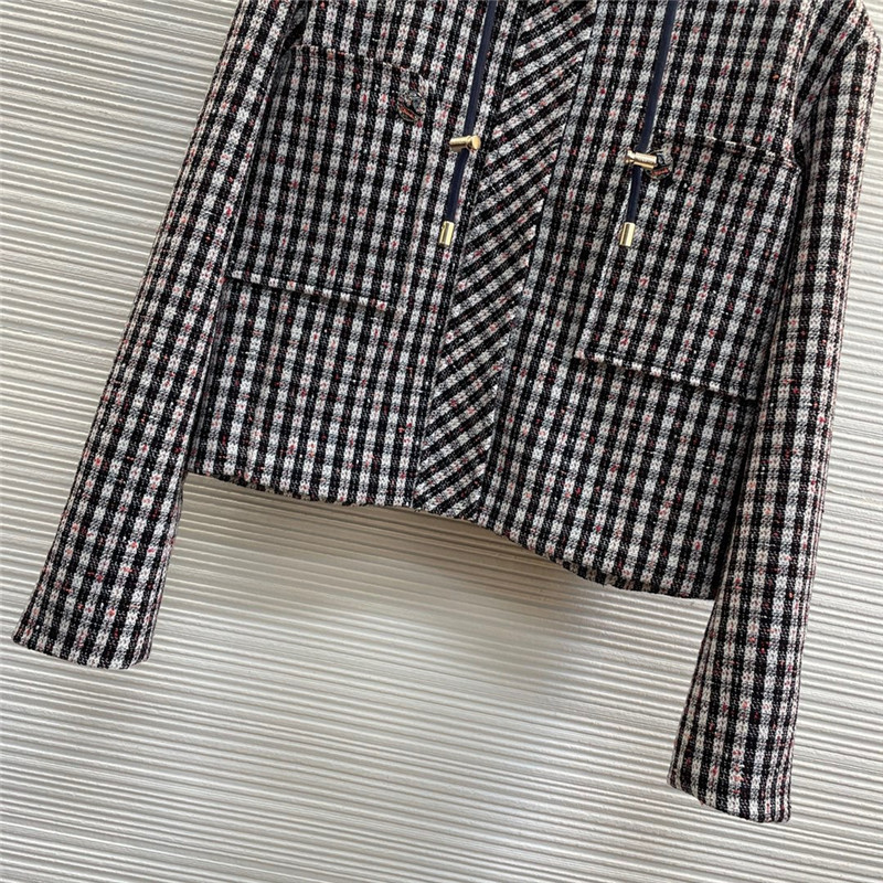 Ch**el plaid hooded jacket