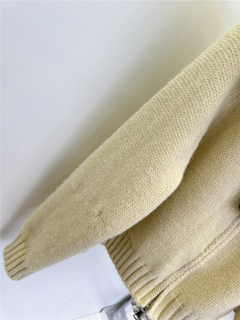 F**di fur-trim hooded zip sweater ivory