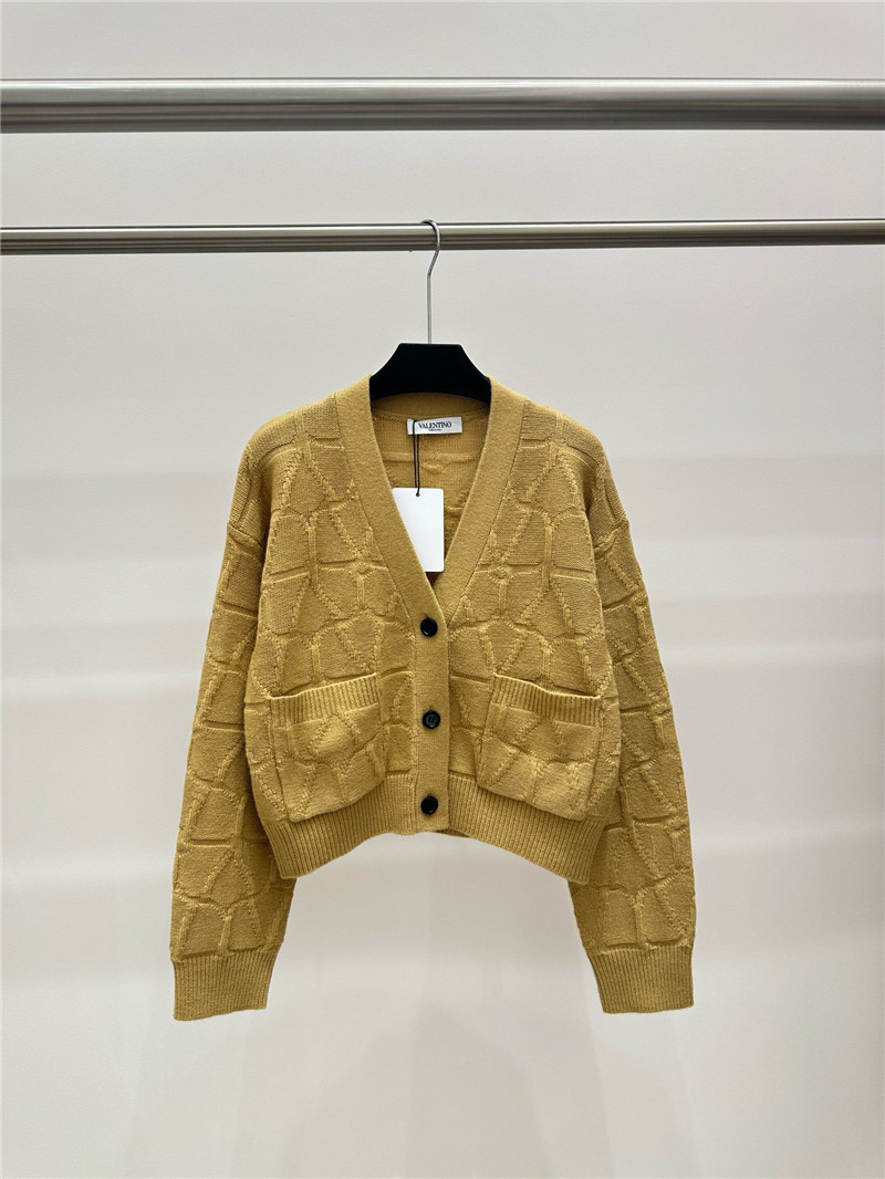 Va1e*ntin0 v-neck cable knit cardigan yellow
