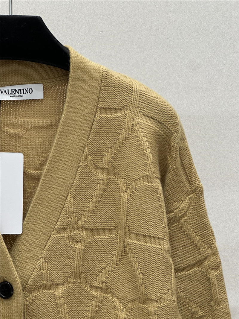 Va1e*ntin0 v-neck cable knit cardigan yellow