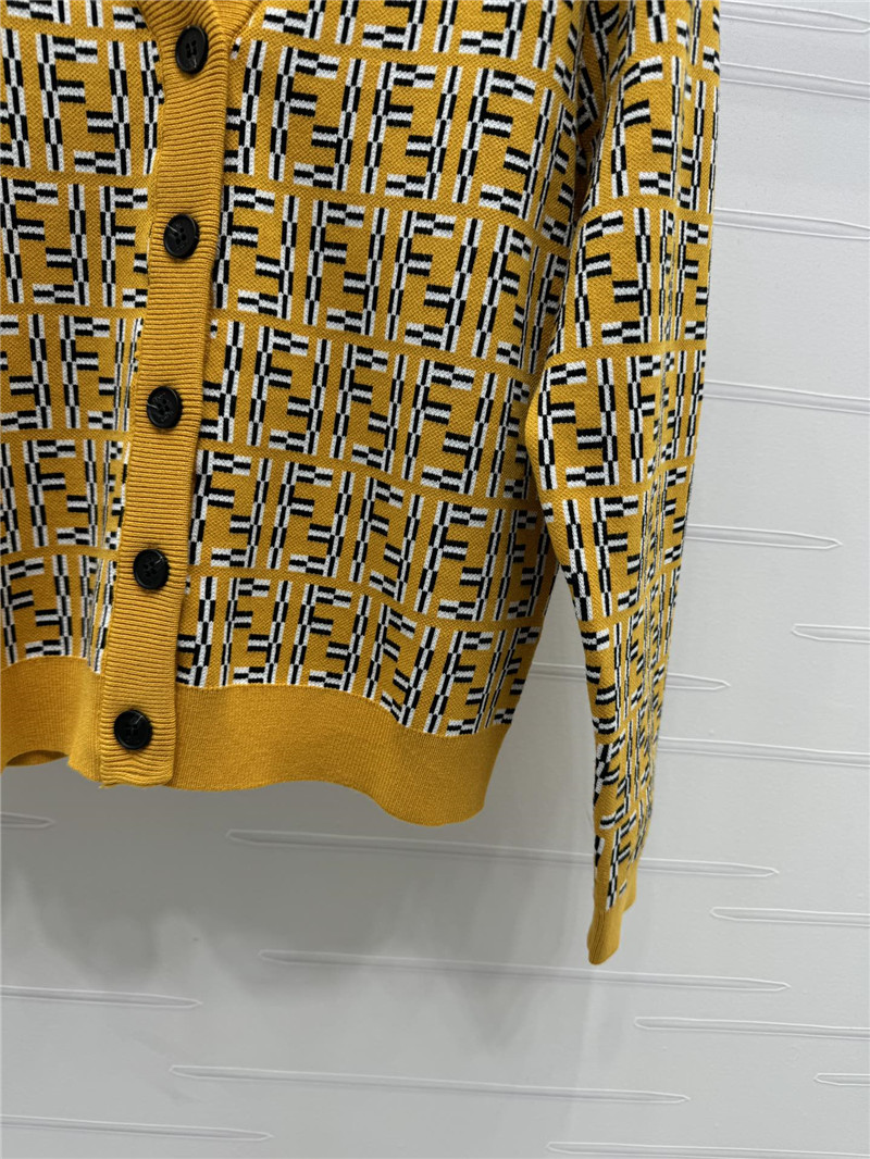F**di jacquard v-neck cardigan yellow