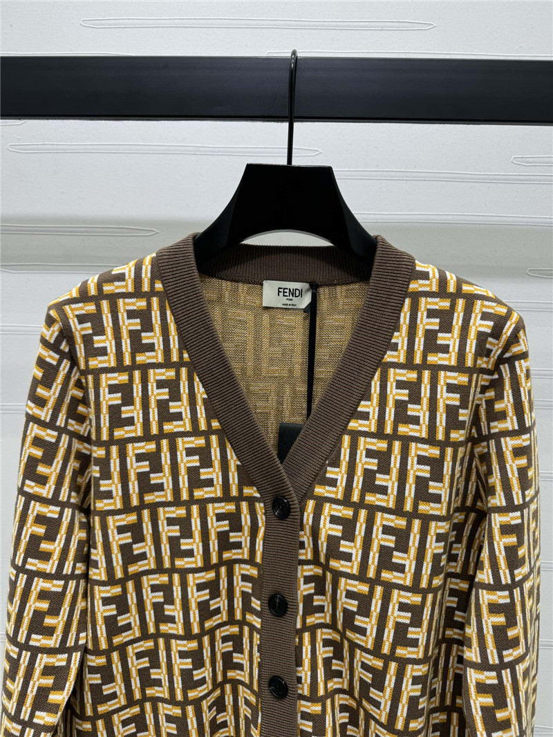 F**di monogram v-neck cardigan brown