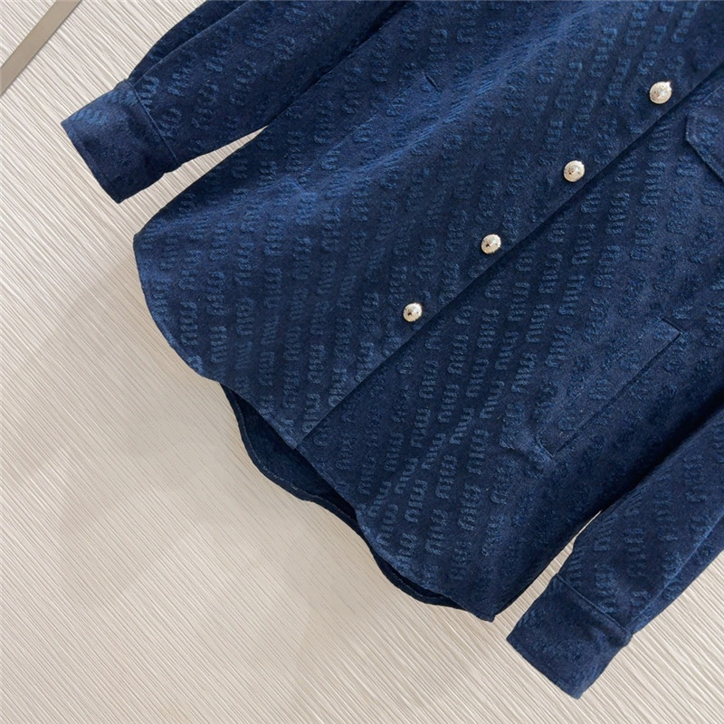 M1um1u jacquard shirt denim jacket