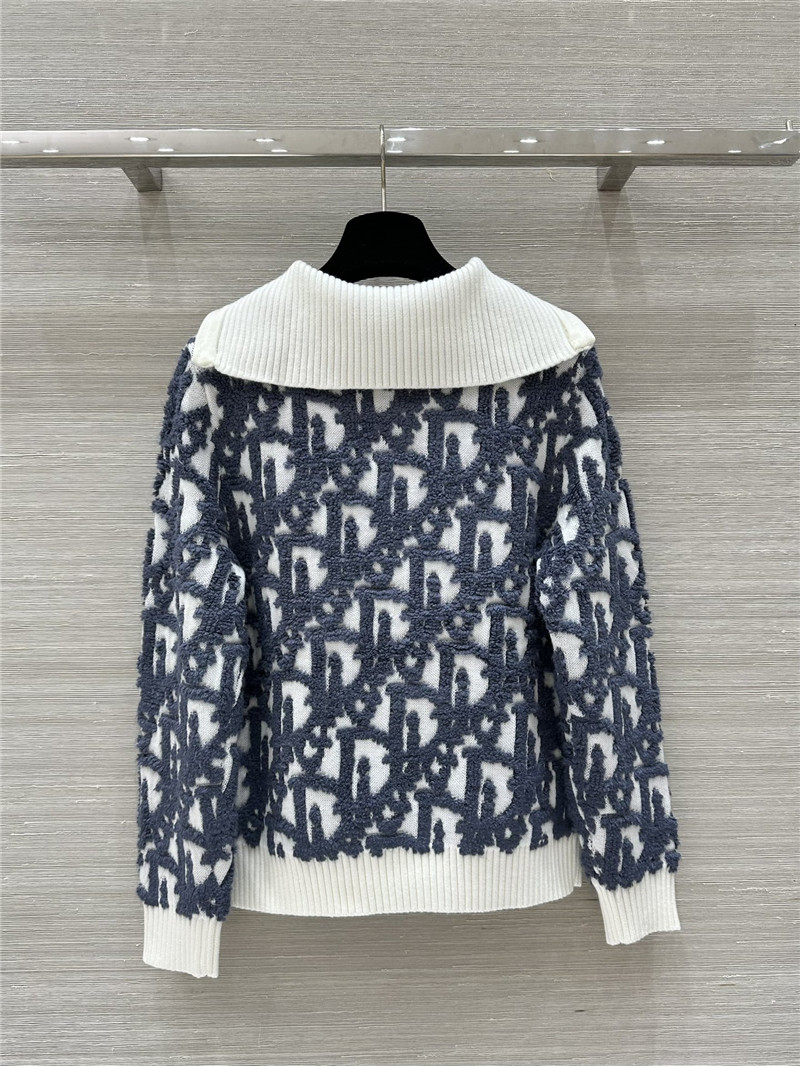 D10r oblique half-zip jacquard sweater navy