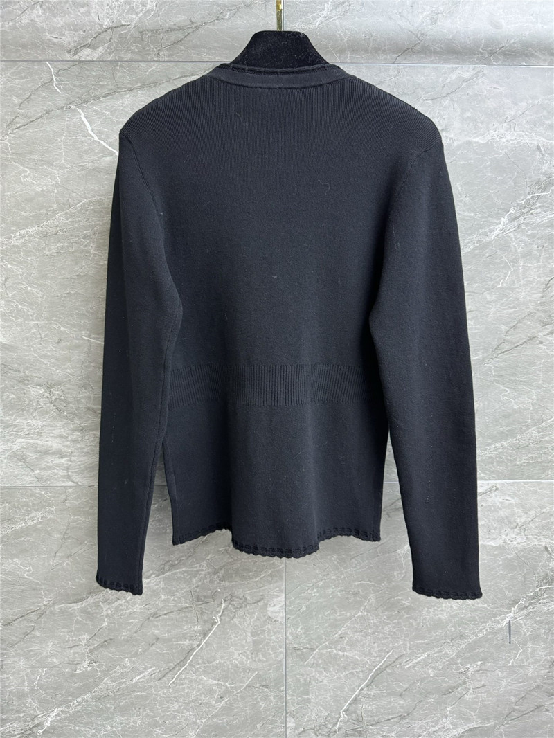Ch**el v-neck trim wool cardigan black