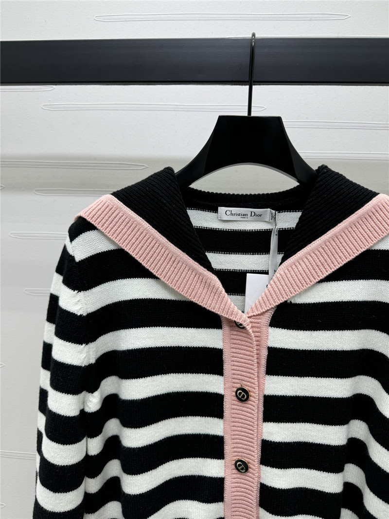 D10r marinière stripe wool cardigan pink