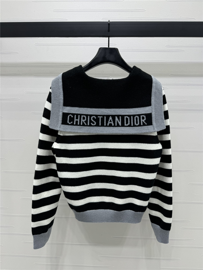 D10r marinière stripe wool cardigan grey