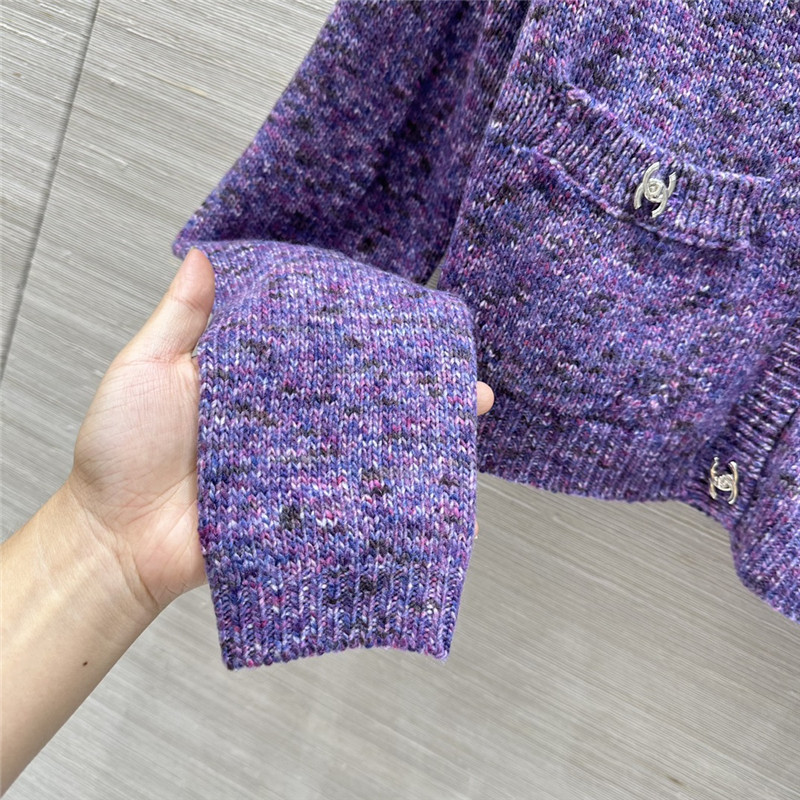 Ch**el short v-neck cardigan in purple