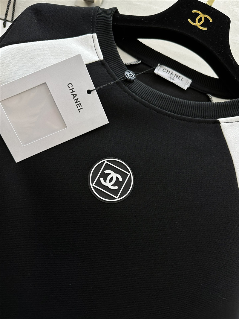 Ch**el patchwork loose fleece sweatshirt black