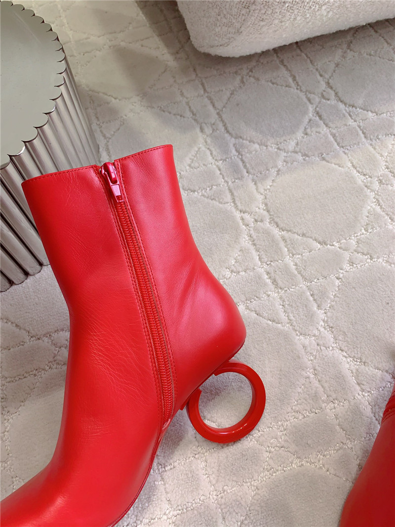 Ferragamo Red Elina Calfskin Ankle Boots