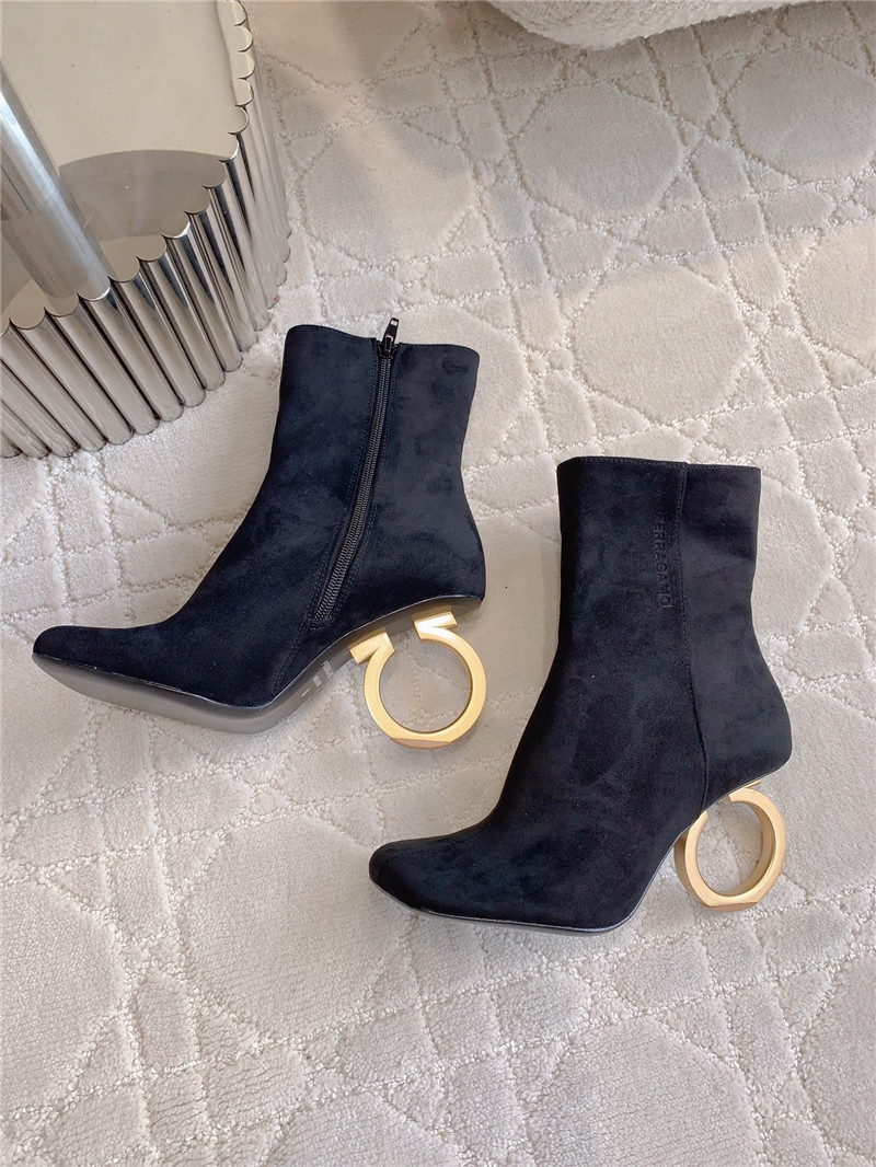 Ferragamo Suede Elina Ankle Boots